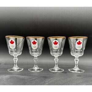 Vintage Olympic Canada 1976 Stemware Wine Glasses Set of 4